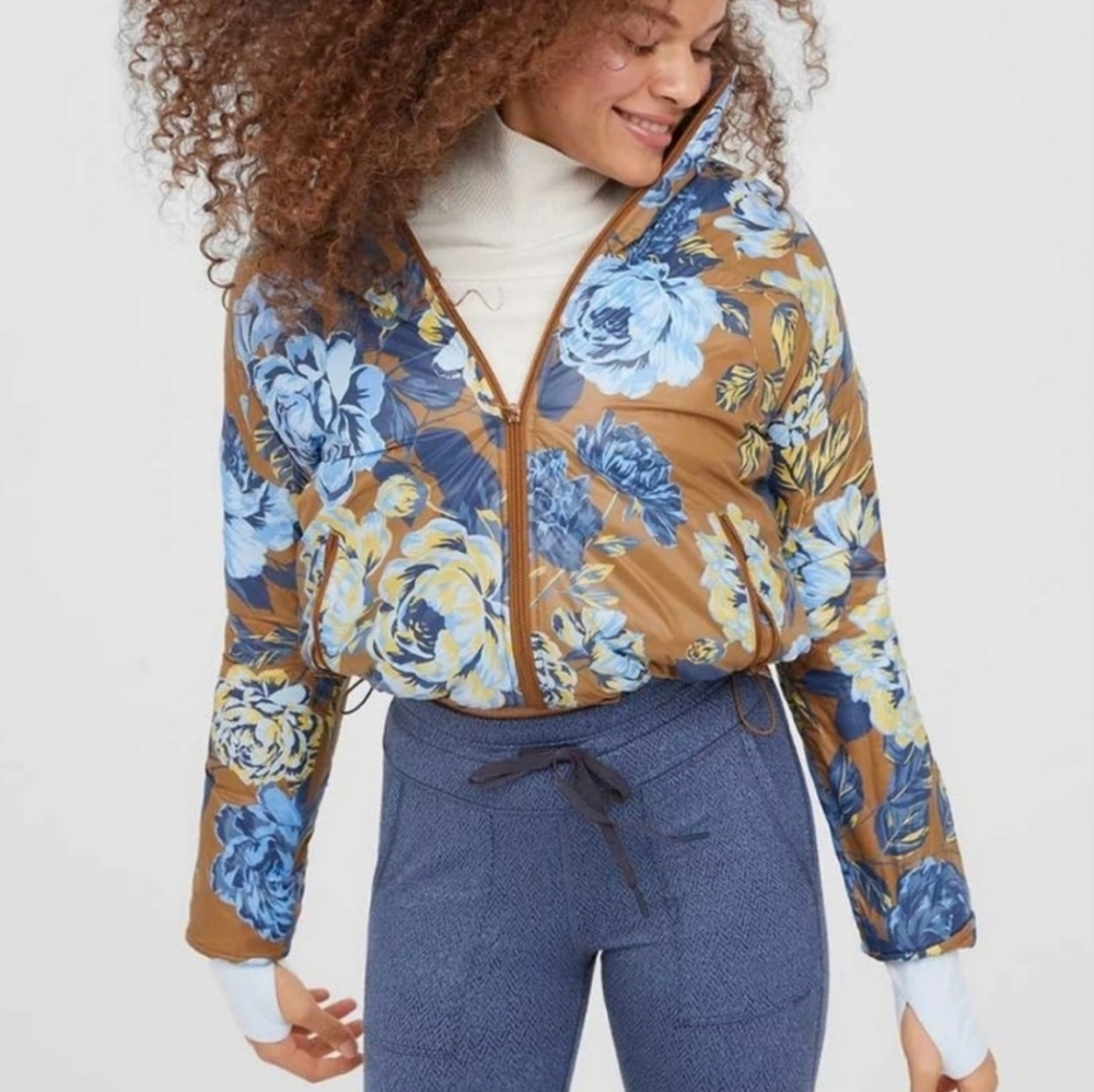 Offline by Aerie Chillside Bronze Floral Puffer Jacket XXL
